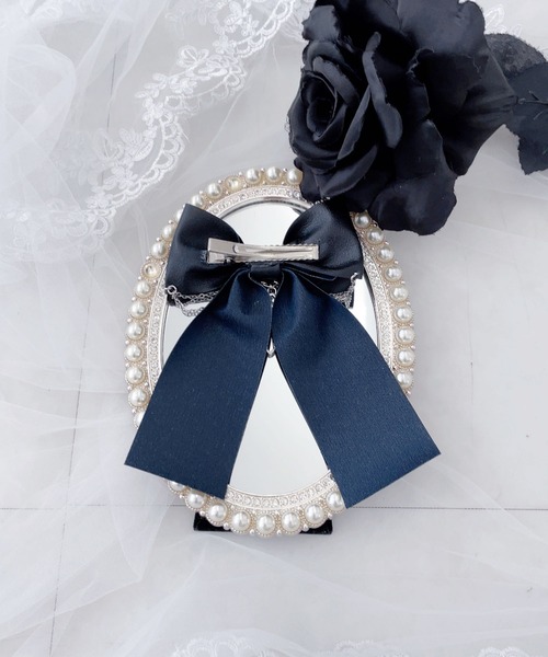 MA*RS（アメーバーマーズ）の「合皮クロス×チェーンクリップ（バレッタ/ヘアクリップ・レディース・ブラック・FREE）」の6枚目の写真