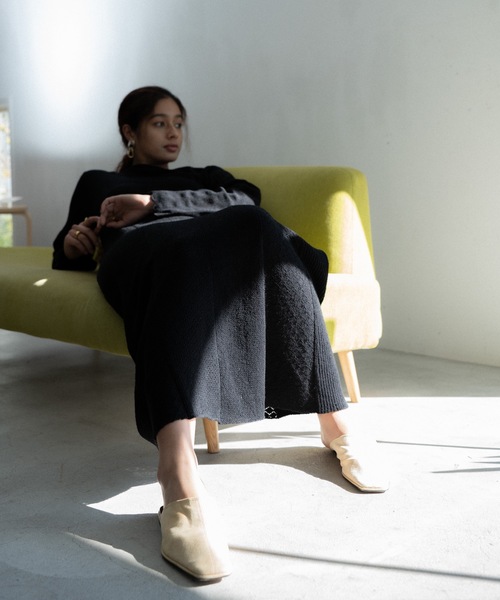 CIEL'AIR(シエルエアー)の「Knit Dress(ワンピース・レディース・ベージュ/ブラック・MEDIUM/LARGE)」の6枚目の写真