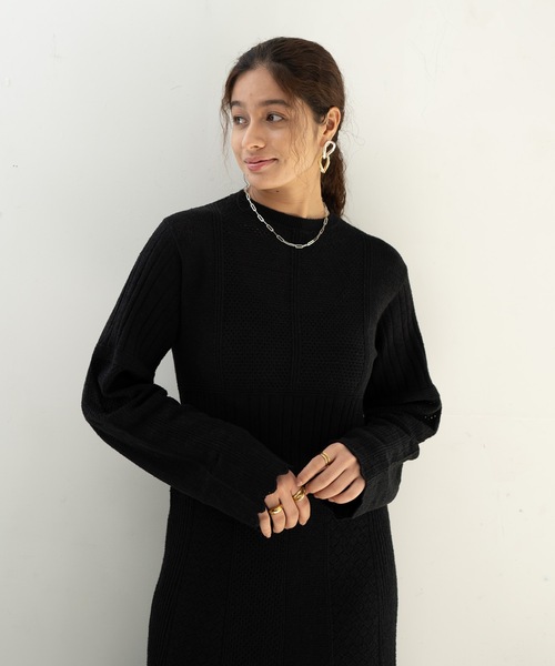 CIEL'AIR(シエルエアー)の「Knit Dress(ワンピース・レディース・ベージュ/ブラック・MEDIUM/LARGE)」の11枚目の写真