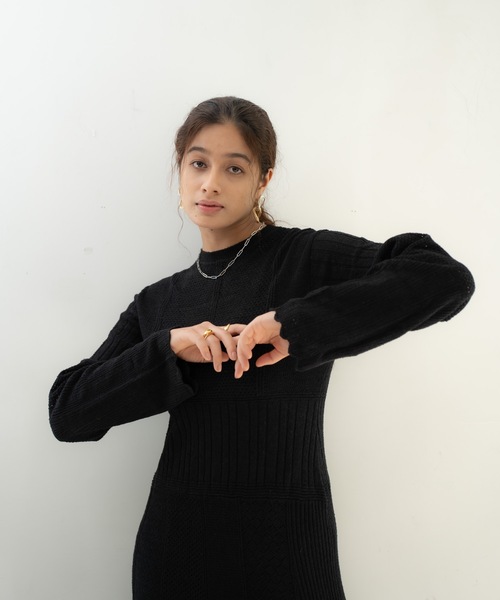 CIEL'AIR(シエルエアー)の「Knit Dress(ワンピース・レディース・ベージュ/ブラック・MEDIUM/LARGE)」の12枚目の写真
