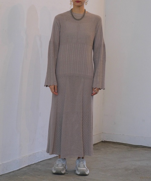 CIEL'AIR(シエルエアー)の「Knit Dress(ワンピース・レディース・ベージュ/ブラック・MEDIUM/LARGE)」の16枚目の写真