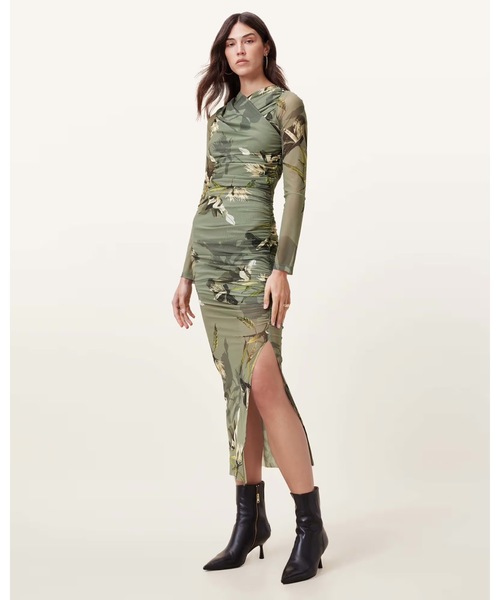 ALLSAINTS(オールセインツ)の「HANAKO PRINT MESH WRAP MAXI DRESS | HANAKO プリント メッシュ ラップ マキシ ドレス・ワンピース(ワンピース・レディース・グリーン系その他・4/8/6)」の1枚目の写真