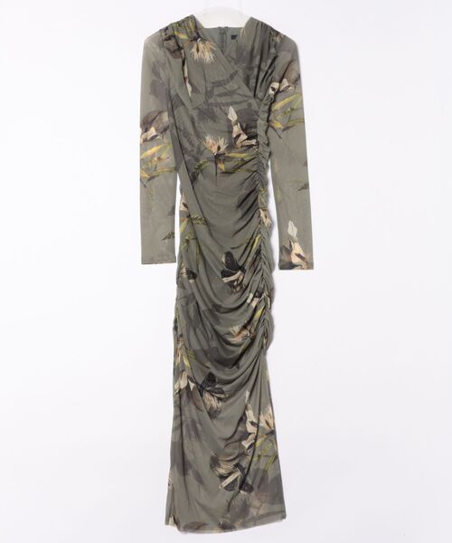 ALLSAINTS(オールセインツ)の「HANAKO PRINT MESH WRAP MAXI DRESS | HANAKO プリント メッシュ ラップ マキシ ドレス・ワンピース(ワンピース・レディース・グリーン系その他・4/8/6)」の2枚目の写真
