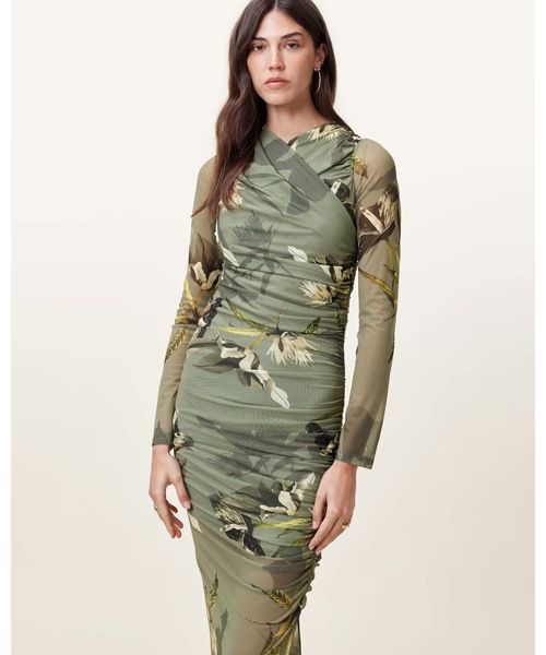 ALLSAINTS(オールセインツ)の「HANAKO PRINT MESH WRAP MAXI DRESS | HANAKO プリント メッシュ ラップ マキシ ドレス・ワンピース(ワンピース・レディース・グリーン系その他・4/8/6)」の4枚目の写真