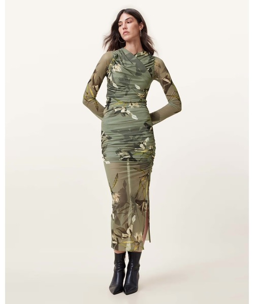 ALLSAINTS(オールセインツ)の「HANAKO PRINT MESH WRAP MAXI DRESS | HANAKO プリント メッシュ ラップ マキシ ドレス・ワンピース(ワンピース・レディース・グリーン系その他・4/8/6)」の5枚目の写真