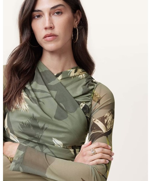 ALLSAINTS(オールセインツ)の「HANAKO PRINT MESH WRAP MAXI DRESS | HANAKO プリント メッシュ ラップ マキシ ドレス・ワンピース(ワンピース・レディース・グリーン系その他・4/8/6)」の8枚目の写真