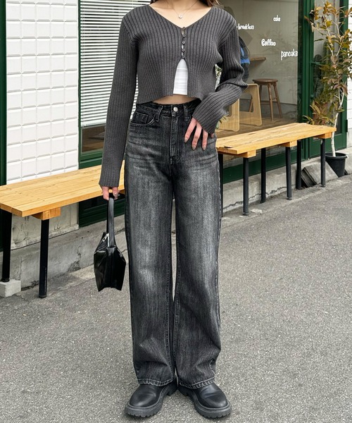 LE MORE（リモア）の「ボタンリブショートカーディガン（カーディガン/ボレロ・レディース・ブラック/アイボリー/ブルー/チャコール・FREE）」の17枚目の写真