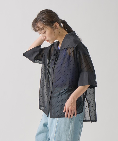 Kelen（ケレン）の「「KELEN / ケレン」 セーラーカラーブラウス YIMO（シャツ/ブラウス・レディース・ブラック/ベージュ/ドット・S/M）」の19枚目の写真