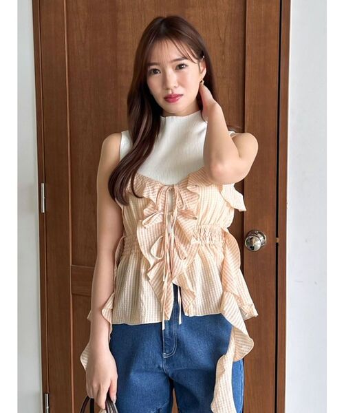 新品 タグ付き LIZLISA ブラウン フリル付きキャミソール 新品 タグ付き LIZLISA ブラウン フリル付きキャミソール