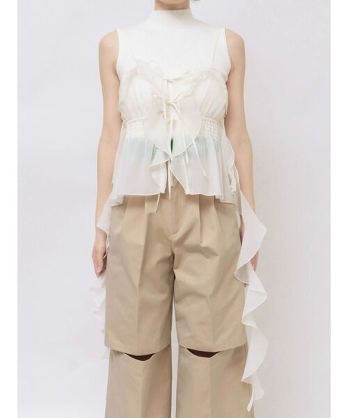 dazzlin(ダズリン)の「2WAYフルイドペプラムビスチェ(キャミソール・レディース・ブルー/アイボリー/ブラック/オレンジ・FREE)」の9枚目の写真