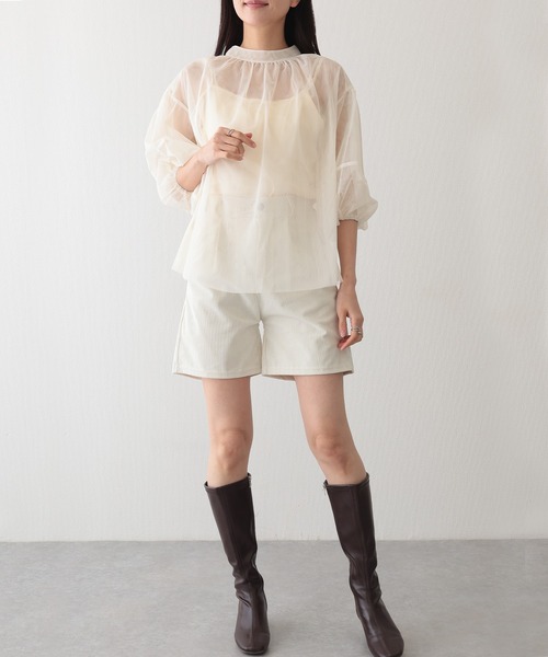 Lace Ladies(レースレディース)の「コーデュロイ タック ハイウエスト フレア ショート パンツ(その他パンツ・レディース・ブラック/アイボリー/ブラウン・S/M/XL)」の4枚目の写真
