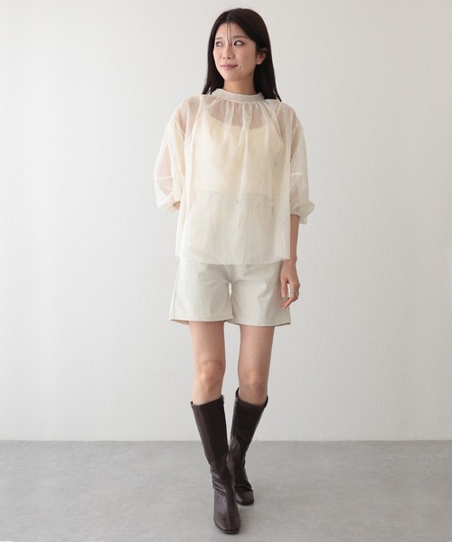 Lace Ladies(レースレディース)の「コーデュロイ タック ハイウエスト フレア ショート パンツ(その他パンツ・レディース・ブラック/アイボリー/ブラウン・S/M/XL)」の7枚目の写真