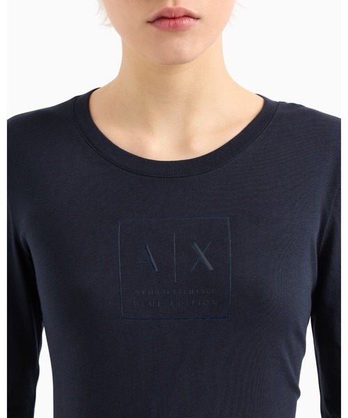 tシャツ 「A|X アルマーニ エクスチェンジ」BE AXロゴ 長袖クルーネックTシャツ/SLIM レディース セール】【A|X アルマーニ エクスチェンジ】BE AXロゴ 長袖