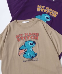 Disney/ディズニー オーバーサイズ ミッキ キャラクター サガラ フロッキー 刺繍 半袖Tシャツ