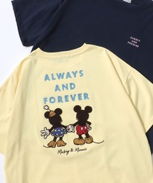 Disney/ディズニー オーバーサイズ ミッキ キャラクター サガラ フロッキー 刺繍 半袖Tシャツ