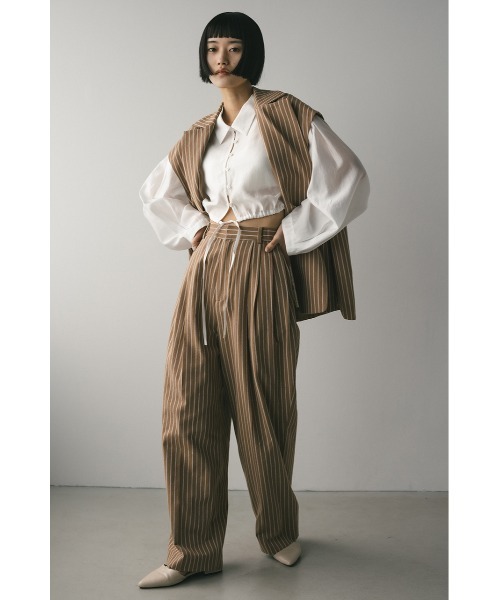 STYLEMIXER（スタイルミキサー）の「リネンミックスタックパンツ（スラックス・レディース・アイボリー/ブラック/ベージュ系その他・SMALL/MEDIUM）」の9枚目の写真