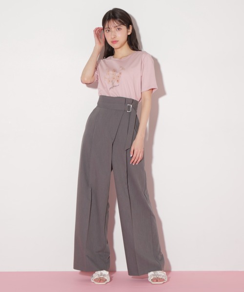 JILL by JILL STUART（ジルバイジルスチュアート）の「◇アシメラップパンツ（その他パンツ・レディース・ベージュ/チャコールグレー・MEDIUM/SMALL）」の2枚目の写真