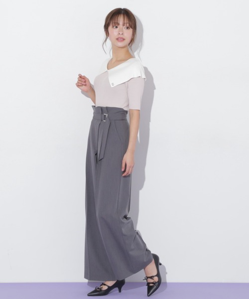 JILL by JILL STUART（ジルバイジルスチュアート）の「◇アシメラップパンツ（その他パンツ・レディース・ベージュ/チャコールグレー・MEDIUM/SMALL）」の22枚目の写真