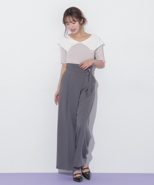 JILL by JILL STUART（ジルバイジルスチュアート）の「◇アシメラップパンツ（その他パンツ・レディース・ベージュ/チャコールグレー・MEDIUM/SMALL）」の21枚目の写真