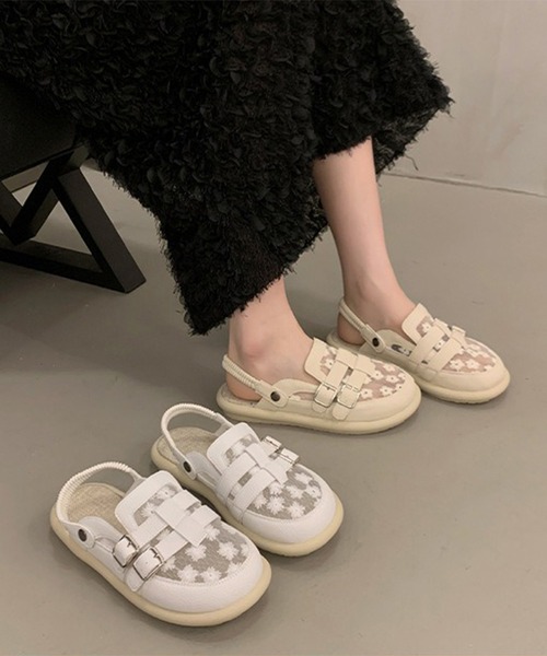 Lace Ladies(レースレディース)の「2WAYフラワー 刺繍 ベルト付き バックストラップ ミュール サンダル(サンダル・レディース・アイボリー・24.5cm/25cm/22.5cm/23cm/23.5cm/24cm)」の3枚目の写真