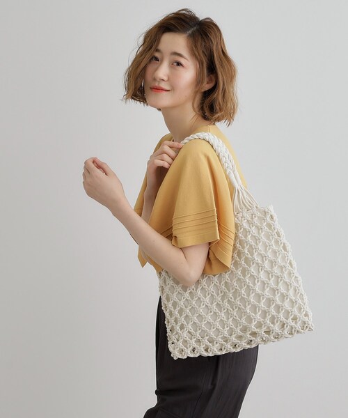 grove（グローブ）の「◆マクラメトート（トートバッグ・レディース・ライトグレー/ダークグレー/アイボリー/オリーブ・00）」の5枚目の写真