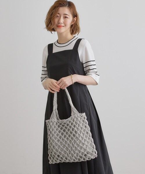 grove（グローブ）の「◆マクラメトート（トートバッグ・レディース・ライトグレー/ダークグレー/アイボリー/オリーブ・00）」の12枚目の写真