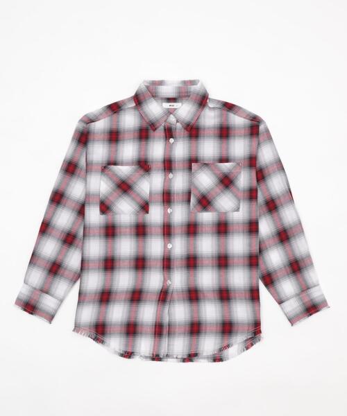 WEGO（ウィゴー）の「WEGO/チェックBIGシャツ（シャツ/ブラウス・レディース・ブラック/レッド/ピンク/ブラウン・FREE）」の7枚目の写真