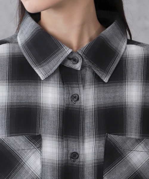 WEGO（ウィゴー）の「WEGO/チェックBIGシャツ（シャツ/ブラウス・レディース・ブラック/レッド/ピンク/ブラウン・FREE）」の18枚目の写真