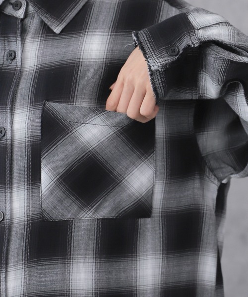 WEGO（ウィゴー）の「WEGO/チェックBIGシャツ（シャツ/ブラウス・レディース・ブラック/レッド/ピンク/ブラウン・FREE）」の19枚目の写真