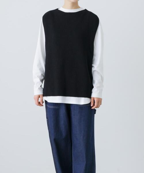 かぐれ（カグレ）の「コットンクルーネックカットソー（Tシャツ/カットソー・レディース・ライトグレー/オフホワイト・FREE）」の7枚目の写真