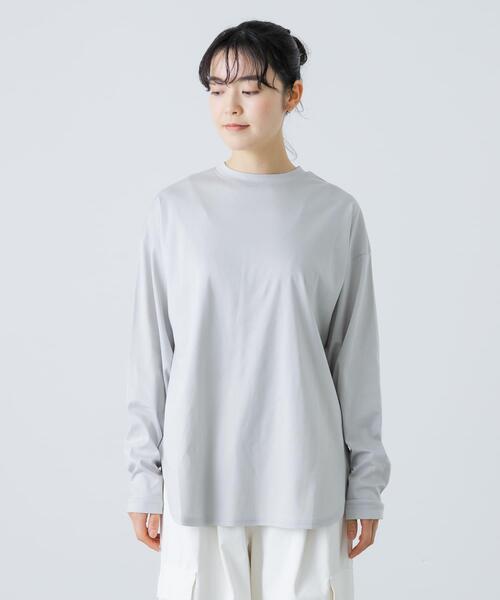 かぐれ（カグレ）の「コットンクルーネックカットソー（Tシャツ/カットソー・レディース・ライトグレー/オフホワイト・FREE）」の20枚目の写真