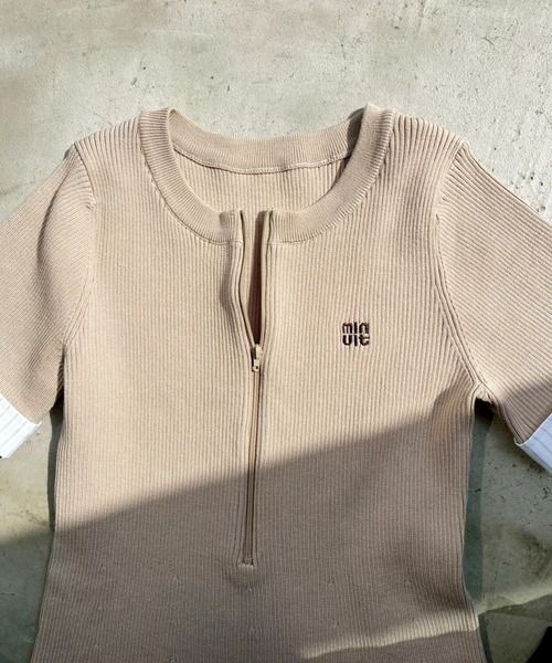 one after another NICE CLAUP（ワンアフターアナザーナイスクラップ）の「【Nono企画】ドッキングプリーツミニワンピース（ワンピース・レディース・ベージュ/ネイビー/杢グレー・SMALL/MEDIUM）」の20枚目の写真