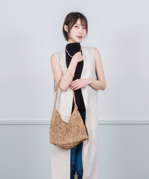 ♡カゴバッグ♡マチャコス村のハンドメイド♡未使用♡ かごバッグ カゴバッグ MACHAKOS /マチャコス」レザーハンドル