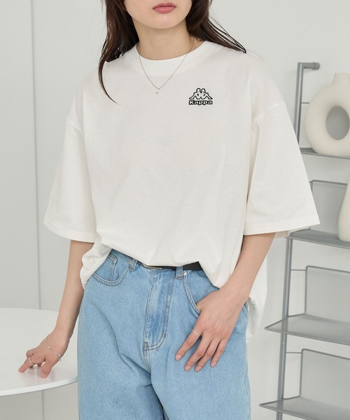 Kappa（カッパ）の「Kappa/カッパ 別注 ロゴ刺繍 オーバーサイズ半袖Tシャツ（Tシャツ/カットソー・レディース・オフホワイト/ブラック/チャコール/ダークネイビー/ライトグレー/ダークブラウン・M/L）」の11枚目の写真