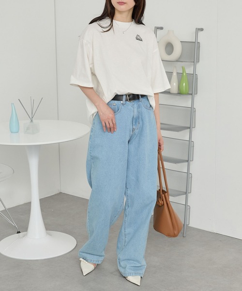 Kappa（カッパ）の「Kappa/カッパ 別注 ロゴ刺繍 オーバーサイズ半袖Tシャツ（Tシャツ/カットソー・レディース・オフホワイト/ブラック/チャコール/ダークネイビー/ライトグレー/ダークブラウン・M/L）」の14枚目の写真