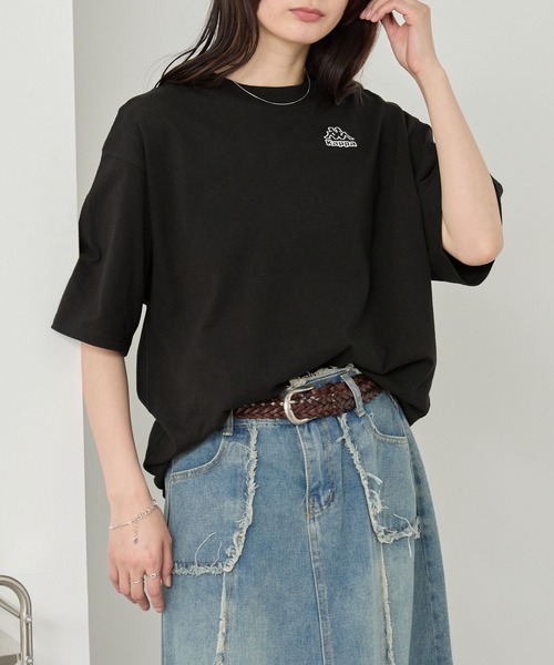 Kappa（カッパ）の「Kappa/カッパ 別注 ロゴ刺繍 オーバーサイズ半袖Tシャツ（Tシャツ/カットソー・レディース・オフホワイト/ブラック/チャコール/ダークネイビー/ライトグレー/ダークブラウン・M/L）」の19枚目の写真