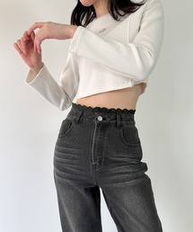 junoah | コットンレースストレートデニム(デニムパンツ)