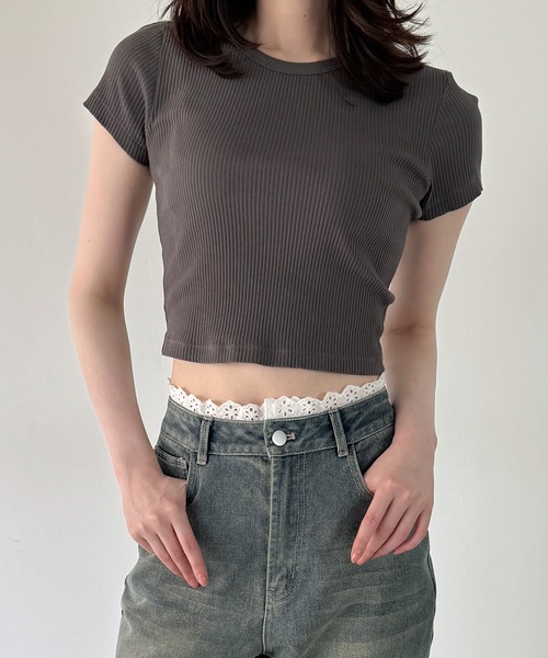 junoah（ジュノア）の「コットンレースストレートデニム（デニムパンツ・レディース・ブラック/ライトブルー・SMALL/MEDIUM/LARGE/X-LARGE）」の4枚目の写真