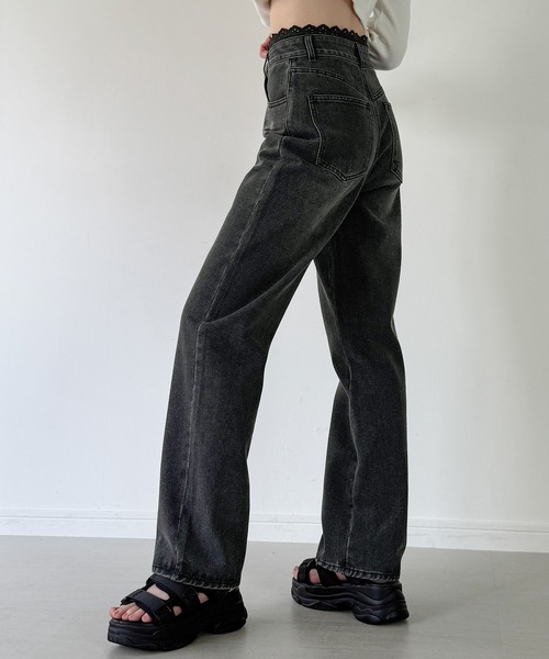 junoah（ジュノア）の「コットンレースストレートデニム（デニムパンツ・レディース・ブラック/ライトブルー・SMALL/MEDIUM/LARGE/X-LARGE）」の13枚目の写真