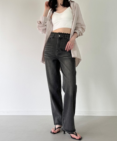 junoah（ジュノア）の「コットンレースストレートデニム（デニムパンツ・レディース・ブラック/ライトブルー・SMALL/MEDIUM/LARGE/X-LARGE）」の15枚目の写真