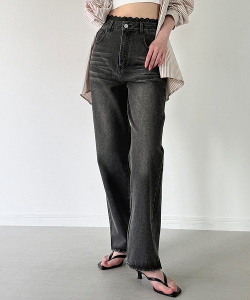 junoah（ジュノア）の「コットンレースストレートデニム（デニムパンツ・レディース・ブラック/ライトブルー・SMALL/MEDIUM/LARGE/X-LARGE）」の17枚目の写真