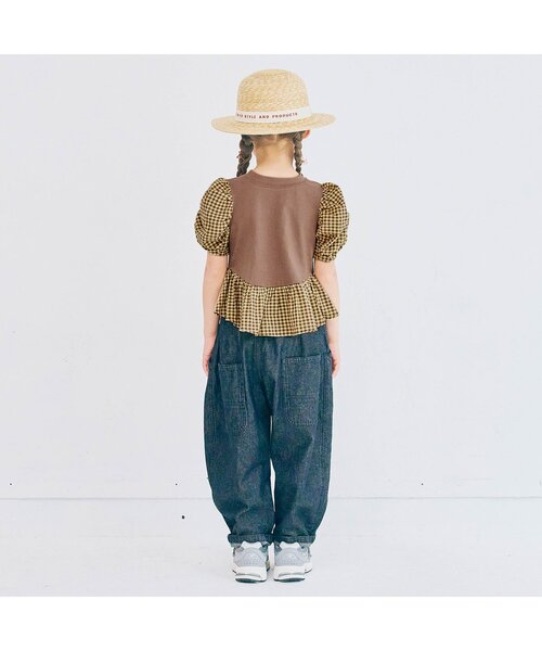 p.premier（ピードットプルミエ）の「シャーリングパフスリーブペプラム半袖Tシャツ（Tシャツ/カットソー・キッズ・ブラウン/グリーン/ブラック/アイボリー・80/90/100/110/120/130/140）」の6枚目の写真