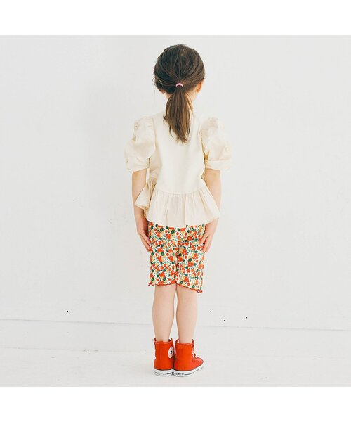 p.premier（ピードットプルミエ）の「シャーリングパフスリーブペプラム半袖Tシャツ（Tシャツ/カットソー・キッズ・ブラウン/グリーン/ブラック/アイボリー・80/90/100/110/120/130/140）」の22枚目の写真