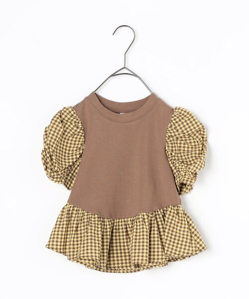 p.premier（ピードットプルミエ）の「シャーリングパフスリーブペプラム半袖Tシャツ（Tシャツ/カットソー・キッズ・ブラウン/グリーン/ブラック/アイボリー・80/90/100/110/120/130/140）」の17枚目の写真