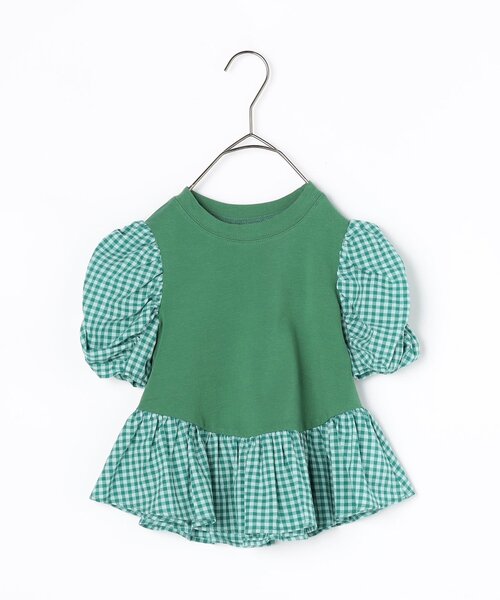 p.premier（ピードットプルミエ）の「シャーリングパフスリーブペプラム半袖Tシャツ（Tシャツ/カットソー・キッズ・ブラウン/グリーン/ブラック/アイボリー・80/90/100/110/120/130/140）」の16枚目の写真