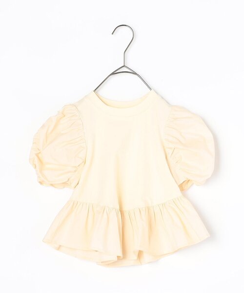 p.premier（ピードットプルミエ）の「シャーリングパフスリーブペプラム半袖Tシャツ（Tシャツ/カットソー・キッズ・ブラウン/グリーン/ブラック/アイボリー・80/90/100/110/120/130/140）」の15枚目の写真