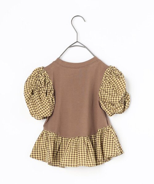 p.premier（ピードットプルミエ）の「シャーリングパフスリーブペプラム半袖Tシャツ（Tシャツ/カットソー・キッズ・ブラウン/グリーン/ブラック/アイボリー・80/90/100/110/120/130/140）」の13枚目の写真