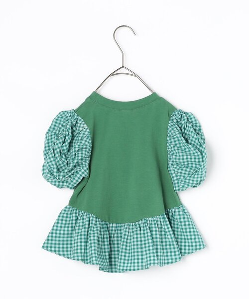 p.premier（ピードットプルミエ）の「シャーリングパフスリーブペプラム半袖Tシャツ（Tシャツ/カットソー・キッズ・ブラウン/グリーン/ブラック/アイボリー・80/90/100/110/120/130/140）」の12枚目の写真