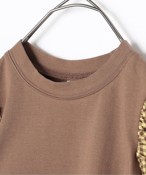 p.premier（ピードットプルミエ）の「シャーリングパフスリーブペプラム半袖Tシャツ（Tシャツ/カットソー・キッズ・ブラウン/グリーン/ブラック/アイボリー・80/90/100/110/120/130/140）」の10枚目の写真