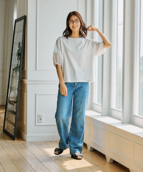 FOUND GOOD（ファウンドグッド）の「ソデシフォンドットPO（Tシャツ/カットソー・レディース・ホワイト系5/ブラック/グレー系8・M/L）」の4枚目の写真